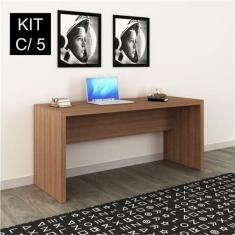 Kit 5 Escrivaninhas 163cm Me4109 Amendoa