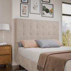 Cabeceira para Cama Box Casal Dobuê Sevilha com Revestimento em Veludo 