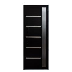 Porta de Alumínio Lambril Solara Preta com Visor e Puxador 100 X 210 Preto