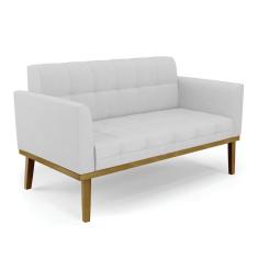 Sofá Namoradeira 2 Lugares Base De Madeira Castanho Elisa Linho Cinza A05 D03 - D`rossi