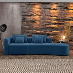 Sofá Curvo Decorativo Kimiko 297Cm 4 Lugares Sala de Estar com Chaise 