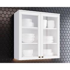 Armário Aéreo Cozinha Modulado Americana 2 Portas De Vidro Branco - Henn