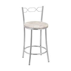 Kit 2 Banquetas Cromadas Assento Espuma D15 Treparoni Bege