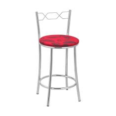 Kit 2 Banquetas Cromadas Assento Espuma D15 Vermelho