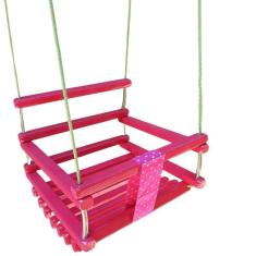 Balanço Gangorra Infantil Madeira 40X35 Pink Suporta 80Kg