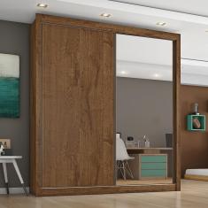 Guarda-Roupa Solteiro Móveis Europa Zurique Flex com Espelho 170cm Largura 2 Portas 4 Gavetas