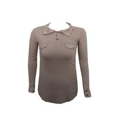 Camisa Fashion Feminina Manga Longa Viscolycra com Botões fake