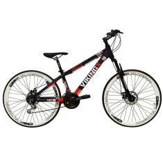 Bicicleta Aro 26 Vikingx Tuff 21v Alumínio Freio a Disco Aros Vmaxx Branco - Roxa\Laranja X30