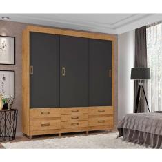 Guarda Roupa Casal Ambiente 37020 Freijó Carbono Flex - Araplac