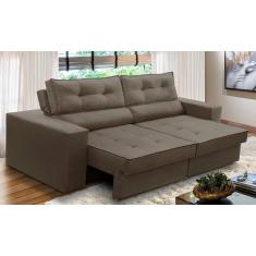 Sofá Retrátil e Reclinável 3 lugares 2,30m com Molas Mirela Suede Cappuccino Adonai Estofados