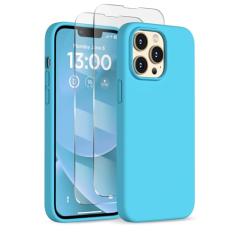 COFFKER Capa projetada para iPhone 13 Pro, capa de silicone líquido com [2 protetores de tela], [proteção militar à prova de choque] Capa fina para celular com forro de microfibra de 6,1 polegadas,