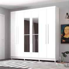 Roupeiro 6 Portas Com Espelho Bentley Branco