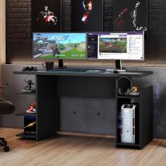 Mesa Gamer Escrivaninha Com Nichos Tóquio Notável Preto