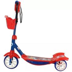 Patinete Homem ARANHA Cestinha 3 Rodas com LED e Som BBR TOYS