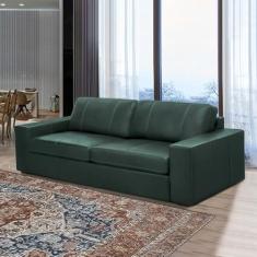 Sofá Decorativo Agatha 2 Lugares Sala de estar 150cm Pés em Madeira Couro Verde Musgo G88 - Gran Belo