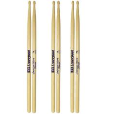 3 Pares Baquetas Liverpool American Hickory 7a Madeira Hy-7a