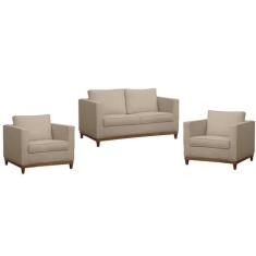 Kit Conjunto Sofá Namoradeira 2 Lugares e Poltrona Living Decorativa S
