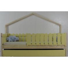 Bicama Montessoriana Solteiro Base Moldura Colorida Madeira Maciça Pin