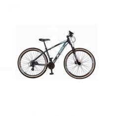Bicicleta Aro 29 Ksw Xlt Alumínio 27v Freio Disco Mecânico Garfo Suspensão Pneu Faixa - Preto/azul Tam.15