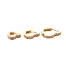 Brinco Trio De Coração Folheado Em Ouro 18k