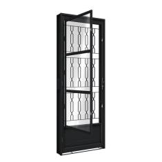 Porta De Aço De Giro Com Postigo E Grade Mosaico 215X85Cm Aço Pronto Riobras Preto