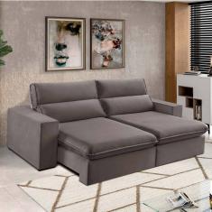 Sofá 2 Lugares 230cm Retrátil E Reclinável Free Veludo Bege Natural