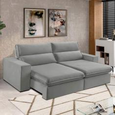 Sofá 2 Lugares 230cm Retrátil E Reclinável Free Veludo Cinza Prateado