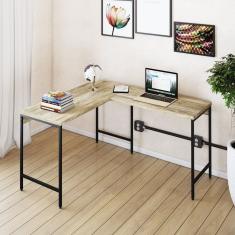 Mesa De Escritório Em L Estilo Industrial 120x140cm Active Carvalho/preto