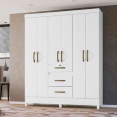 Guarda Roupa de Casal 6 Portas 165x204cm Itatiba Moval Branco