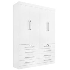 Guarda Roupa Solteiro 4 Portas 6 Gavetas Mônaco-branco Móveis D'doro