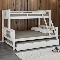 Treliche Casal Solteiro De Madeira Maciça Com Cama Auxiliar Casal - Me