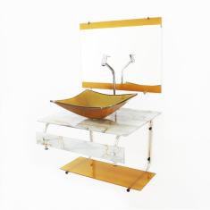 Gabinete de Vidro para Banheiro 60cm com Cuba Retangular