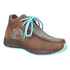 Tênis de Couro Feminino com Cadarço Azul Cow Way 30029