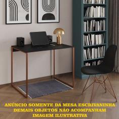 Escrivaninha Industrial Office Preta 90x53 Grécia Base Cobre