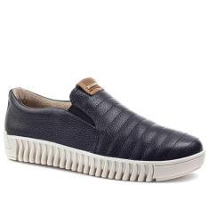 Tênis Pegada Slip On Pespontos Couro-Feminino