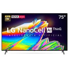 Smart TV LG 75 8K IPS NanoCell 75NANO95 WiFi Bluetooth HDR Inteligência Artificial ThinQAI Google Alexa