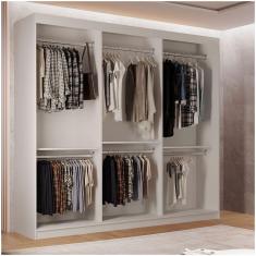 Roupeiro Casal Closet Light Com 3 Prateleiras Moderna Branco