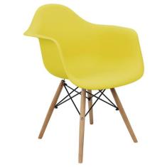 Cadeira Charles Eames Eiffel Design Wood Com Braço Amarela - Magazine