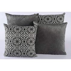 Kit Com 4 Capas Para Almofadas Decorativas De Sofá 40x40 Cinza