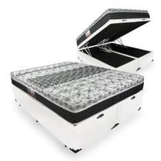 Cama Box Com Baú Queen + Colchão De Molas - Castor - Class Tecnopedic One Face 158x198x67cm