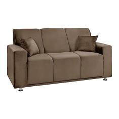 Sófa 3 Lugares Fixo Tokyo Veludo Marrom Castor - Speciale Home