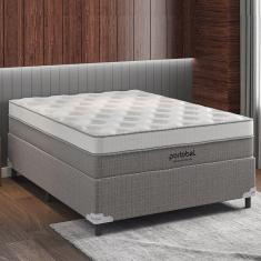 Cama Casal Box Molas Ensacadas Palermo Grey Portobel 138x188x72cm Branco/Cinza