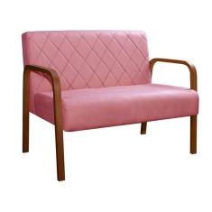 Namoradeira Lara Sofá 2 Lugares Braço Madeira Bella Decor