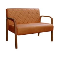 Namoradeira Lara Sofá 2 Lugares Braço Madeira Bella Decor