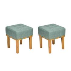 Kit 2 Puff Banquetas Para Sala Quadrado Apoio Para Os Pés 45 cm - Sann