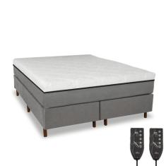 Cama Box e Colchão Magnético Massageador - Eco Premium - Eco New, Cinz