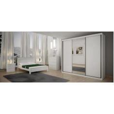 Guarda Roupa Casal com Espelho 3 Portas 6 Gavetas - Palazzo-Branco - M