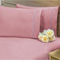 Jogo Lençol Algodão Casal Queen Ponto Palito 4 Pecas Percal - Bordados