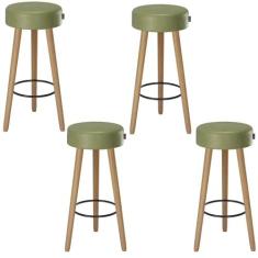 Kit 4 Banquetas Banco Alto Londres material sintético Bar Cozinha Pés 