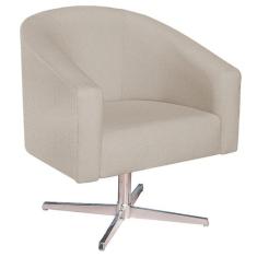Poltrona Luiza Base Giratória de Metal Linho Bege - Doce Sonho Móveis